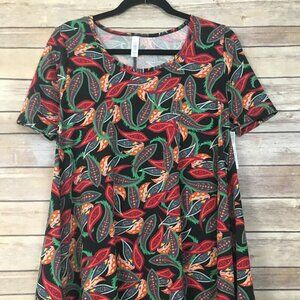 NWT LuLaRoe Perfect T shirt XXS Paisley Black Hippie Boho 2XS Swing Top Tee NEW